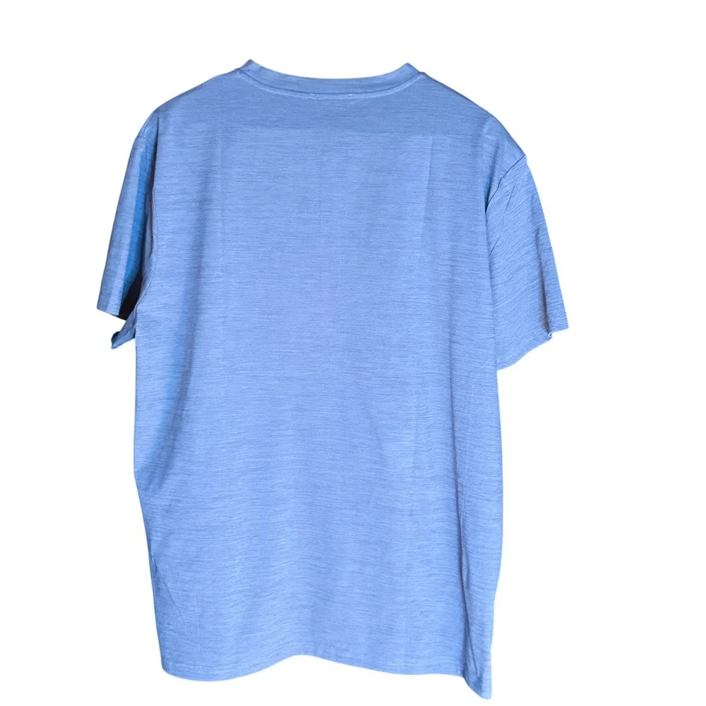 Mens Blue Short Sleeve Henley T-Shirt Casual Soft Jersey Top Size XL‎